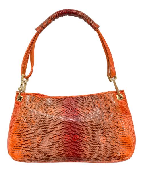 BOTTEGA VENETA（ボッテガベネタ）BOTTEGA VENETA (ボッテガベネタ) ヴィンテージリザードレザーショルダーバッグ オレンジ サイズ:実寸サイズをご参照ください。の古着・服飾アイテム
