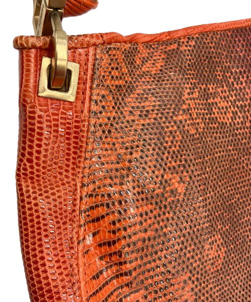 BOTTEGA VENETA（ボッテガベネタ）BOTTEGA VENETA (ボッテガベネタ) ヴィンテージリザードレザーショルダーバッグ オレンジ サイズ:実寸サイズをご参照ください。の古着・服飾アイテム
