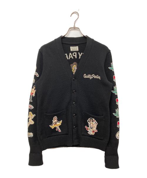 WACKO MARIA（ワコマリア）WACKO MARIA (ワコマリア) レタードニットカーディガン 10AW-KNT-13 ブラック サイズ:SIZE Mの古着・服飾アイテム