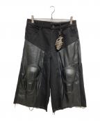 BROTHERLY LOVEブラザーリー・ラブ）の古着「Nocturne Leather 3/4 Capri Padded Denim」｜ブラック