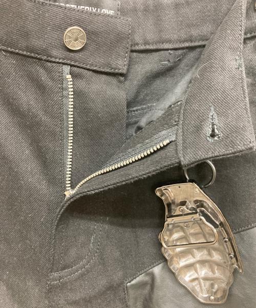 BROTHERLY LOVE（ブラザーリー・ラブ）BROTHERLY LOVE (ブラザーリー・ラブ) Nocturne Leather 3/4 Capri Padded Denim ブラック サイズ:Sの古着・服飾アイテム