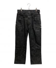 Thought We Friends（トート・ウィ・フレンズ）の古着「Gideon Baggy Denims with Embroidery & Studs」｜ブラック