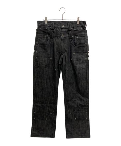 Thought We Friends（トート・ウィ・フレンズ）Thought We Friends (トート・ウィ・フレンズ) Gideon Baggy Denims with Embroidery & Studs ブラック サイズ:Sの古着・服飾アイテム