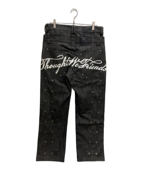 Thought We Friends（トート・ウィ・フレンズ）Thought We Friends (トート・ウィ・フレンズ) Gideon Baggy Denims with Embroidery & Studs ブラック サイズ:Sの古着・服飾アイテム