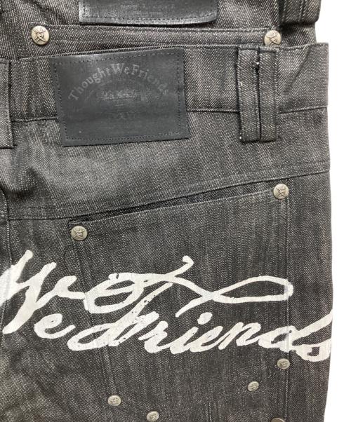 Thought We Friends（トート・ウィ・フレンズ）Thought We Friends (トート・ウィ・フレンズ) Gideon Baggy Denims with Embroidery & Studs ブラック サイズ:Sの古着・服飾アイテム