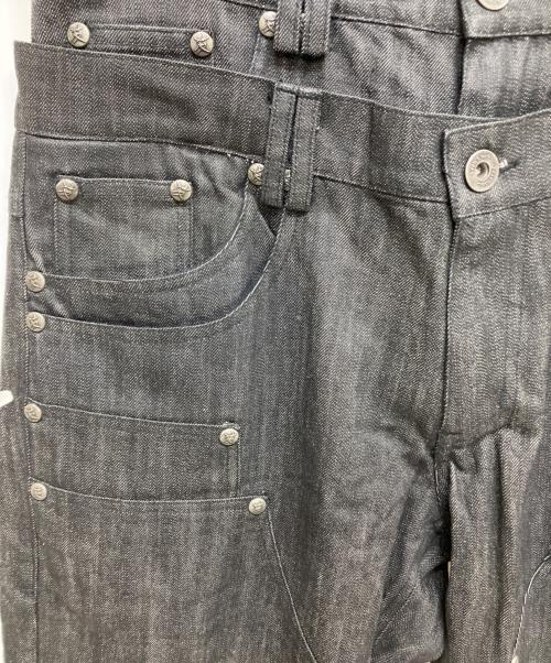 Thought We Friends（トート・ウィ・フレンズ）Thought We Friends (トート・ウィ・フレンズ) Gideon Baggy Denims with Embroidery & Studs ブラック サイズ:Sの古着・服飾アイテム