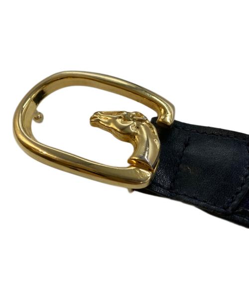 GUCCI（グッチ）GUCCI (グッチ) ホースGバックルレザーベルト ネイビー サイズ:実寸参照の古着・服飾アイテム
