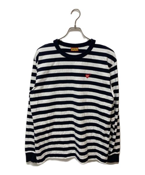 HUMAN MADE（ヒューマンメイド）HUMAN MADE (ヒューマンメイド) STRIPED L/S T-SHIRT HM31CS027　HM31CS027 ホワイト×ネイビー サイズ:Lの古着・服飾アイテム