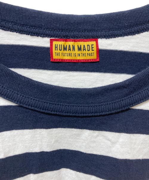 HUMAN MADE（ヒューマンメイド）HUMAN MADE (ヒューマンメイド) STRIPED L/S T-SHIRT HM31CS027　HM31CS027 ホワイト×ネイビー サイズ:Lの古着・服飾アイテム