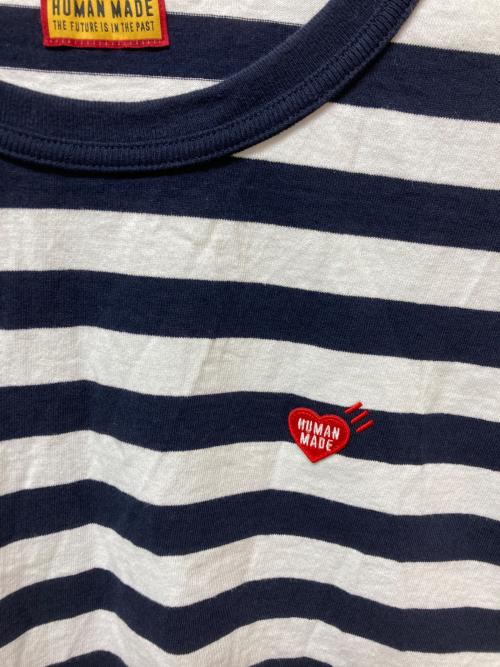 HUMAN MADE（ヒューマンメイド）HUMAN MADE (ヒューマンメイド) STRIPED L/S T-SHIRT HM31CS027　HM31CS027 ホワイト×ネイビー サイズ:Lの古着・服飾アイテム