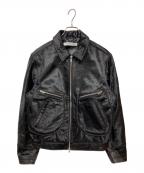 NO MAINTENANCEノーメンテナンス）の古着「Aero Cow Fur Leather Jacket」｜ブラック