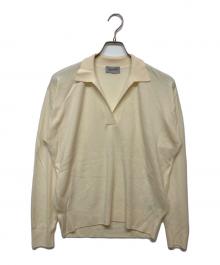 JOHN SMEDLEY（ジョンスメドレー）の古着「スキッパーニットポロシャツ　A4611」｜スノーホワイト