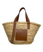 LOEWEロエベ）の古着「CLASSIC BASKET MEDIUM/バスケットバッグ（ヤシの葉&カーフ） ミディアムサイズ」｜ベージュ