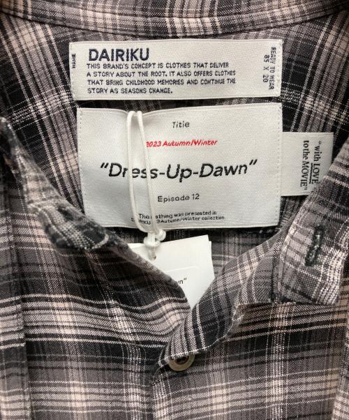 DAIRIKU（ダイリク）DAIRIKU (ダイリク) Ribbon Tie Check Shirt Black 23AW S-6 グレー サイズ:S 未使用品の古着・服飾アイテム