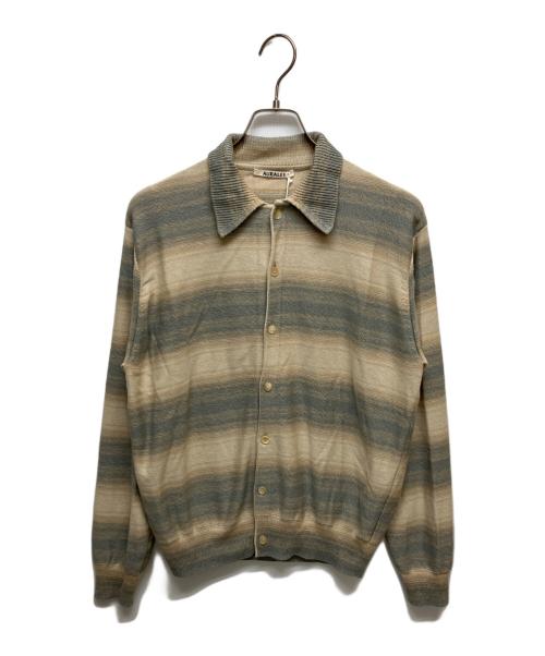 AURALEE（オーラリー）AURALEE (オーラリー) COTTON SILK GRADIENT STRIPE KNIT SHIRT CARDIGAN A26SC01GB ベージュ サイズ:SIZE3の古着・服飾アイテム