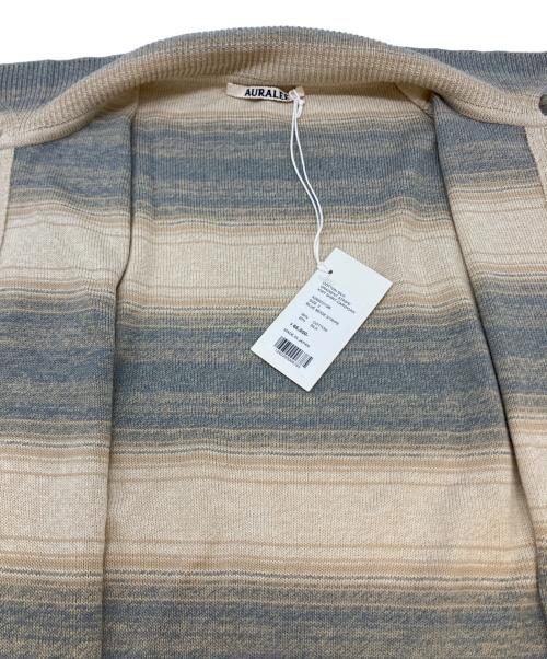 AURALEE（オーラリー）AURALEE (オーラリー) COTTON SILK GRADIENT STRIPE KNIT SHIRT CARDIGAN A26SC01GB ベージュ サイズ:SIZE3の古着・服飾アイテム