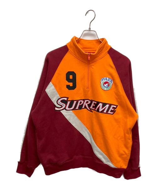 SUPREME（シュプリーム）SUPREME (シュプリーム) Equipe Half Zip Sweatshirt オレンジ×レッド サイズ:Mの古着・服飾アイテム