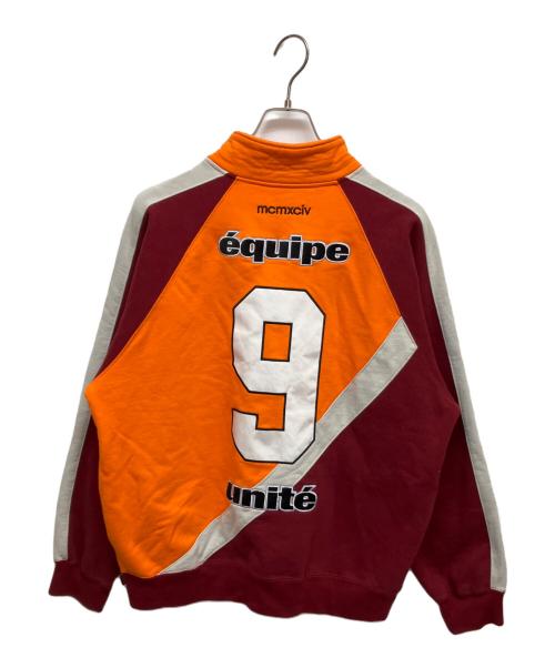 SUPREME（シュプリーム）SUPREME (シュプリーム) Equipe Half Zip Sweatshirt オレンジ×レッド サイズ:Mの古着・服飾アイテム