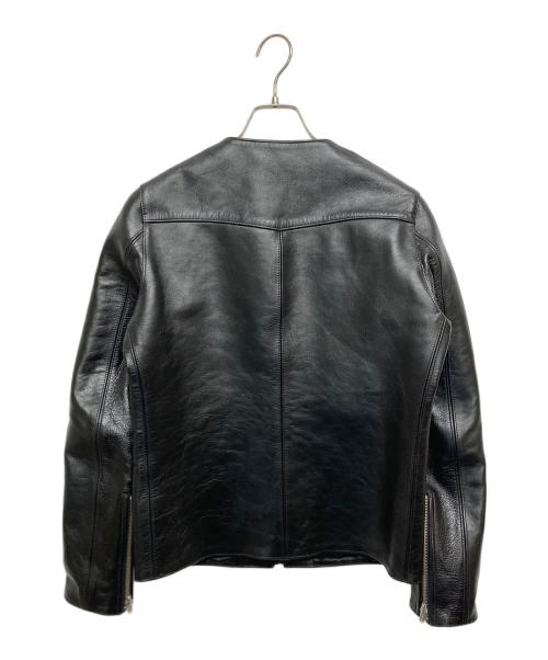 FINECREEK&CO（ファインクリークアンドコー）FINECREEK&CO Collarless Single Riders Jacket”Heavy Weight Bud”/カラーレスシングルライダースジャケット”ヘビーウェイトバド” ブラック サイズ:SIZE38の古着・服飾アイテム