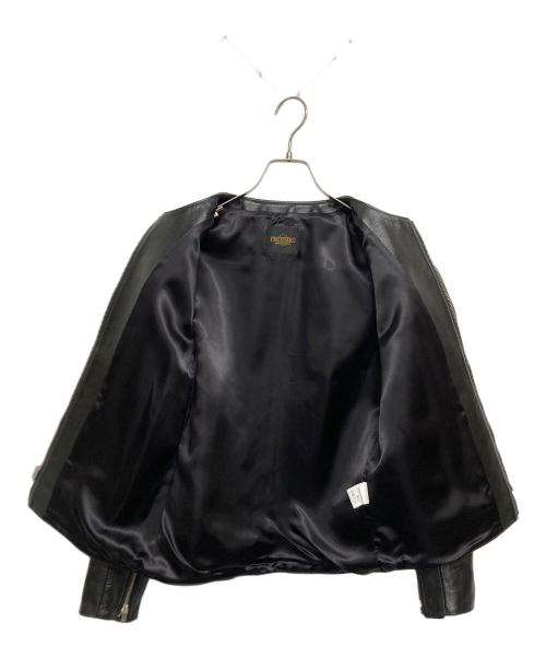 FINECREEK&CO（ファインクリークアンドコー）FINECREEK&CO Collarless Single Riders Jacket”Heavy Weight Bud”/カラーレスシングルライダースジャケット”ヘビーウェイトバド” ブラック サイズ:SIZE38の古着・服飾アイテム