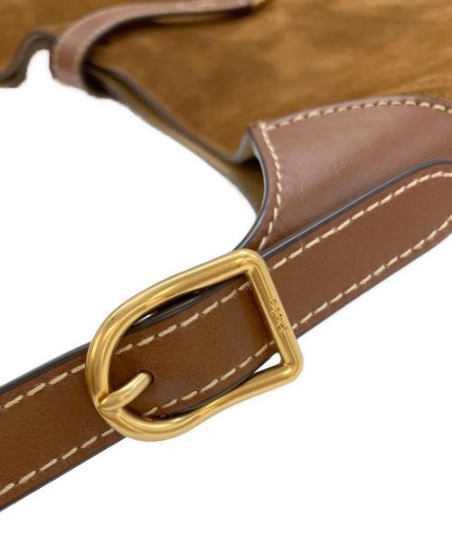 POLO RALPH LAUREN（ポロ・ラルフローレン）POLO RALPH LAUREN (ポロ・ラルフローレン) IDスエード ラージ ショルダーバッグ ブラウン サイズ:実寸参照の古着・服飾アイテム