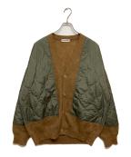 SOFTHYPHENソフトハイフン）の古着「キルティングミックスモヘアカーディガン/QUILTING MIX MOHAIR CARDIGAN　MGMTNT221045」｜カーキ×ブラウン