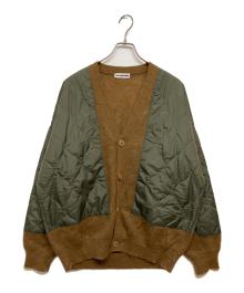 SOFTHYPHEN（ソフトハイフン）の古着「キルティングミックスモヘアカーディガン/QUILTING MIX MOHAIR CARDIGAN　MGMTNT221045」｜カーキ×ブラウン