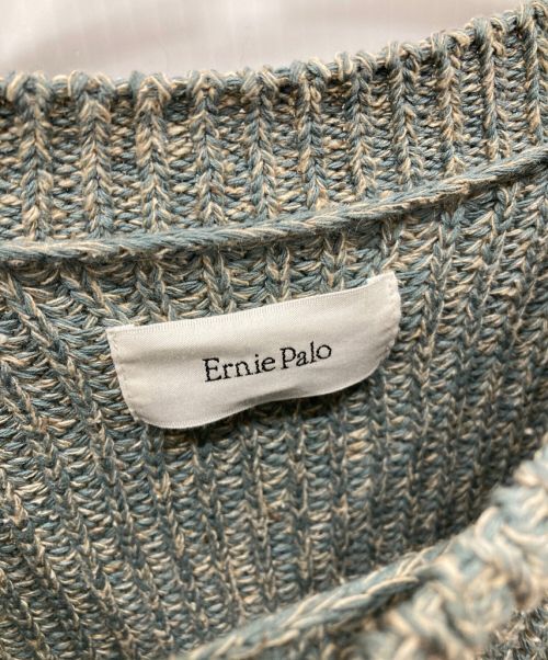 Ernie Palo（アーニーパロ）ernie palo (アーニーパロ) Cotton Silk P/O Rib Knit コットン シルク プルオーバー リブ ニット  EP05KN02 グリーン サイズ:44の古着・服飾アイテム