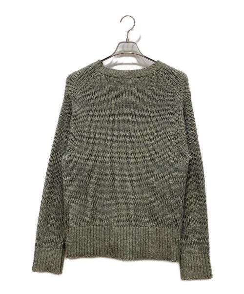 Ernie Palo（アーニーパロ）ernie palo (アーニーパロ) Cotton Silk P/O Rib Knit コットン シルク プルオーバー リブ ニット  EP05KN02 グリーン サイズ:44の古着・服飾アイテム