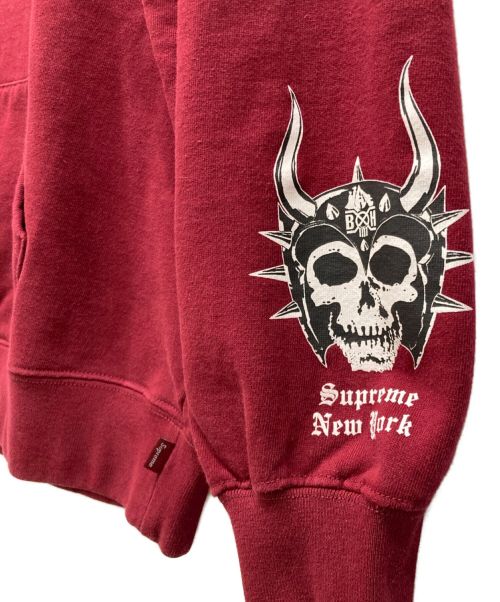 BOUNTY HUNTER（バウンティハンター）BOUNTY HUNTER (バウンティハンター) Supreme (シュプリーム) Hooded Sweatshirt　23AW　スカル　プリント　パーカー ボルドー サイズ:Lの古着・服飾アイテム