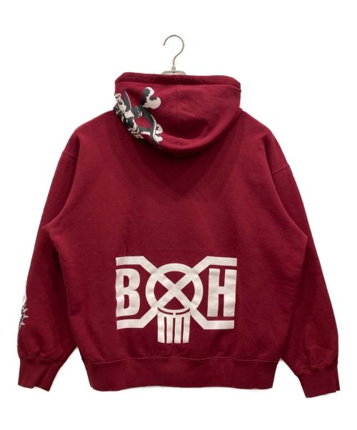 BOUNTY HUNTER（バウンティハンター）BOUNTY HUNTER (バウンティハンター) Supreme (シュプリーム) Hooded Sweatshirt　23AW　スカル　プリント　パーカー ボルドー サイズ:Lの古着・服飾アイテム