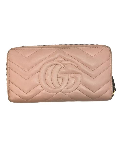 GUCCI（グッチ）GUCCI (グッチ) GGマーモントラウンドジップウォレット ピンク サイズ:下記参照の古着・服飾アイテム