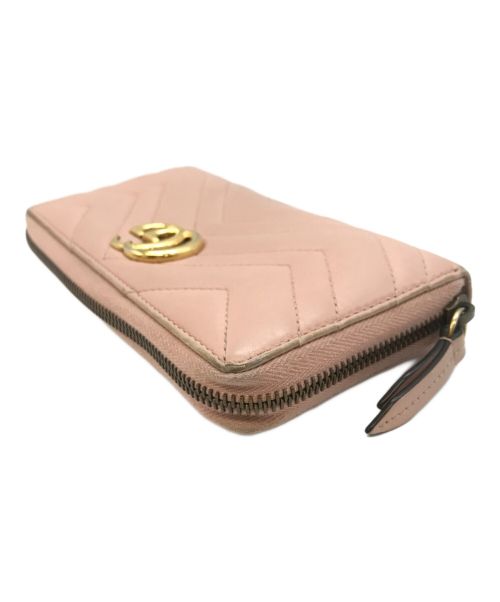 GUCCI（グッチ）GUCCI (グッチ) GGマーモントラウンドジップウォレット ピンク サイズ:下記参照の古着・服飾アイテム