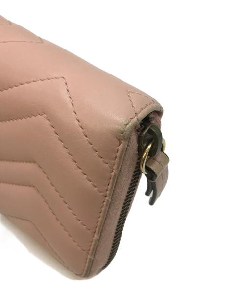 GUCCI（グッチ）GUCCI (グッチ) GGマーモントラウンドジップウォレット ピンク サイズ:下記参照の古着・服飾アイテム