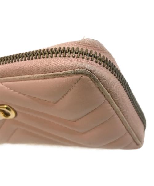 GUCCI（グッチ）GUCCI (グッチ) GGマーモントラウンドジップウォレット ピンク サイズ:下記参照の古着・服飾アイテム