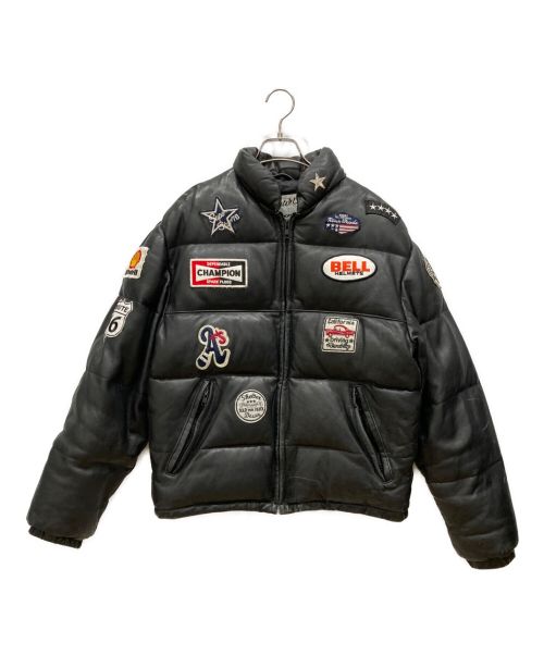 Schott（ショット）Schott (ショット) 90s フルデコレザーダウンジャケット　ワッペン ブラック サイズ:36の古着・服飾アイテム