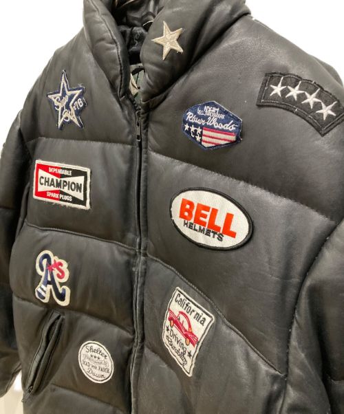 Schott（ショット）Schott (ショット) 90s フルデコレザーダウンジャケット　ワッペン ブラック サイズ:36の古着・服飾アイテム