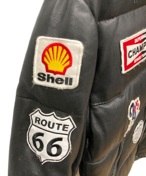Schott（ショット）Schott (ショット) 90s フルデコレザーダウンジャケット　ワッペン ブラック サイズ:36の古着・服飾アイテム