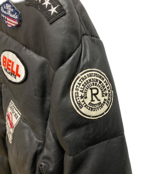 Schott（ショット）Schott (ショット) 90s フルデコレザーダウンジャケット　ワッペン ブラック サイズ:36の古着・服飾アイテム