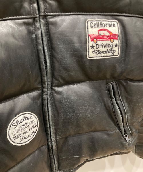 Schott（ショット）Schott (ショット) 90s フルデコレザーダウンジャケット　ワッペン ブラック サイズ:36の古着・服飾アイテム