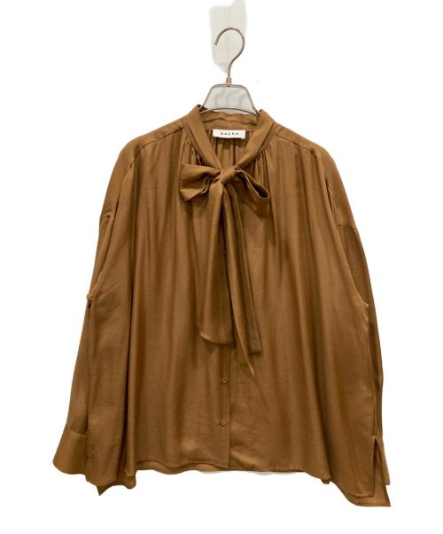 SACRA（サクラ）SACRA (サクラ) ドロップショルダーリボンタイブラウス ブラウン サイズ:38の古着・服飾アイテム