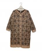 TSUHARU by samansa Mos2ツハル バイ サマンサモスモス）の古着「モチーフ柄ジャガードロングカーディガン」｜ブラウン