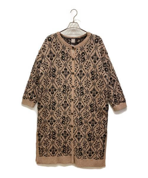TSUHARU by samansa Mos2（ツハル バイ サマンサモスモス）TSUHARU by Samansa Mos2 (ツハル バイ サマンサモスモス) モチーフ柄ジャガードロングカーディガン ブラウン サイズ:FREE 未使用品の古着・服飾アイテム