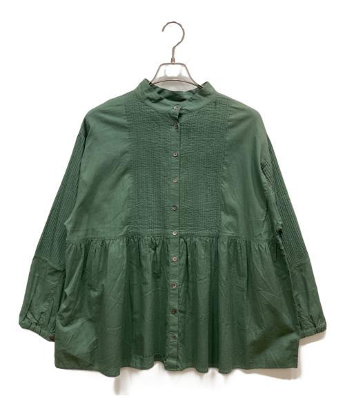 かぐれ（カグレ）かぐれ (カグレ) ピンタック2WAYブラウス グリーン サイズ:freeの古着・服飾アイテム