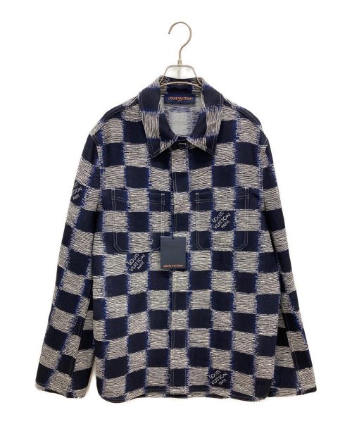 LOUIS VUITTON（ルイ ヴィトン）LOUIS VUITTON (ルイ ヴィトン) 23AW Damier Wool Over Shirt 1AFAUL ダミエ ウール オーバー シャツ  ネイビー サイズ:Mの古着・服飾アイテム