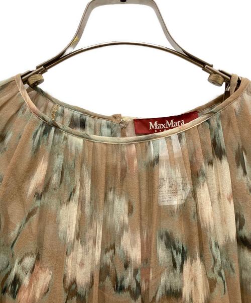 Max Mara Studio（マックスマーラ ストゥディオ）Max Mara Studio (マックスマーラ ストゥディオ) シルクブラウス ブラウン×グリーン サイズ:SIZE 38の古着・服飾アイテム