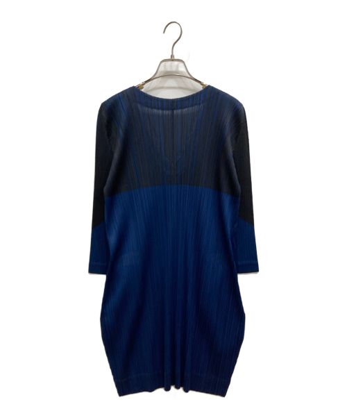 PLEATS PLEASE（プリーツプリーズ）PLEATS PLEASE (プリーツプリーズ) バイカラープリーツワンピース ネイビー×ブラック サイズ:3の古着・服飾アイテム
