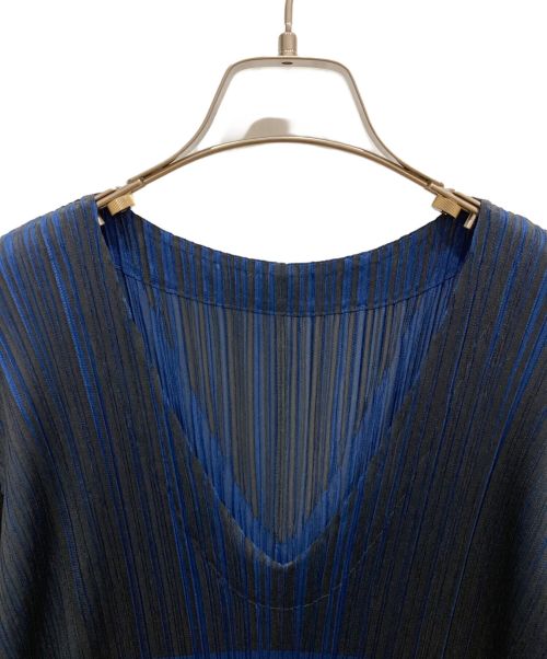 PLEATS PLEASE（プリーツプリーズ）PLEATS PLEASE (プリーツプリーズ) バイカラープリーツワンピース ネイビー×ブラック サイズ:3の古着・服飾アイテム