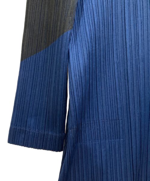 PLEATS PLEASE（プリーツプリーズ）PLEATS PLEASE (プリーツプリーズ) バイカラープリーツワンピース ネイビー×ブラック サイズ:3の古着・服飾アイテム