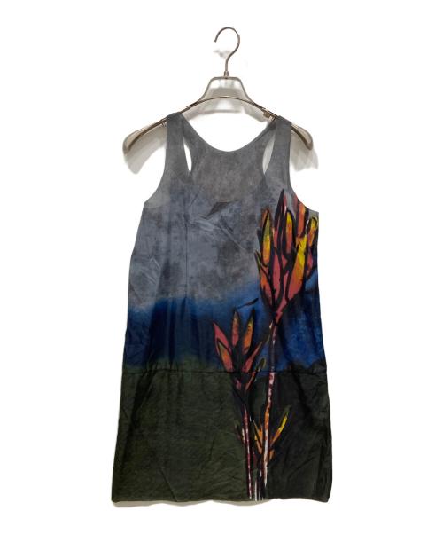 MARNI（マルニ）MARNI (マルニ) 転写ノースリーブワンピース グリーン×ブラック サイズ:38の古着・服飾アイテム